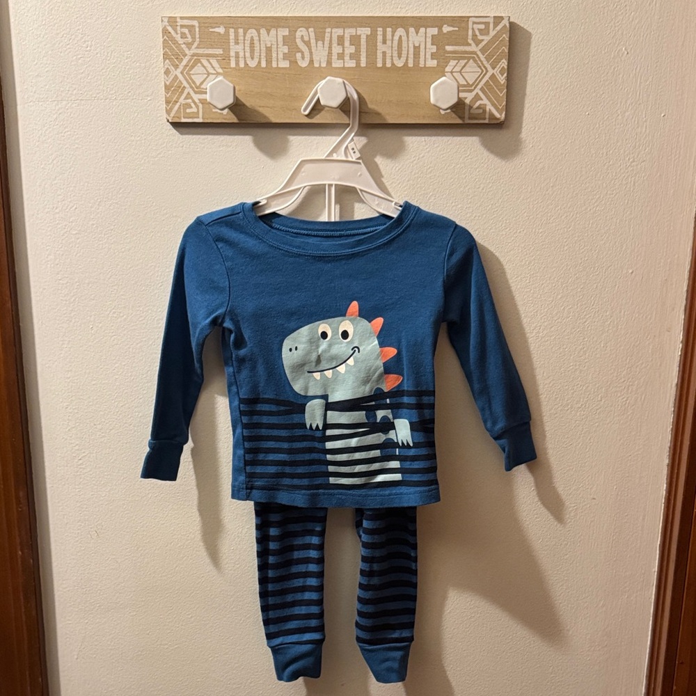 Old Navy Blue Striped Dinosaur Pajama Set